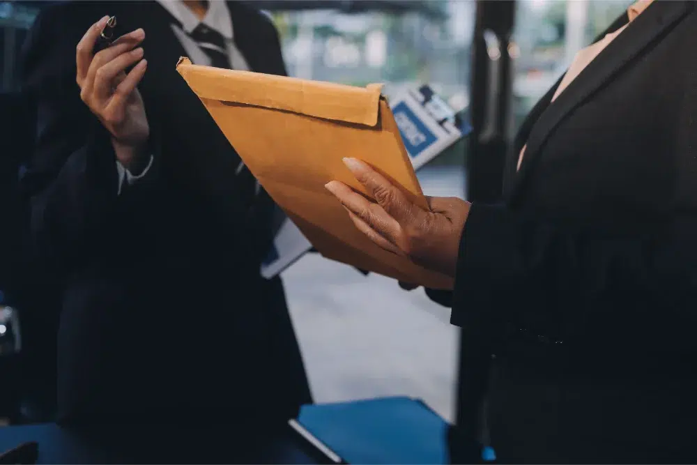 Woman holding government proposal woman holding government proposal